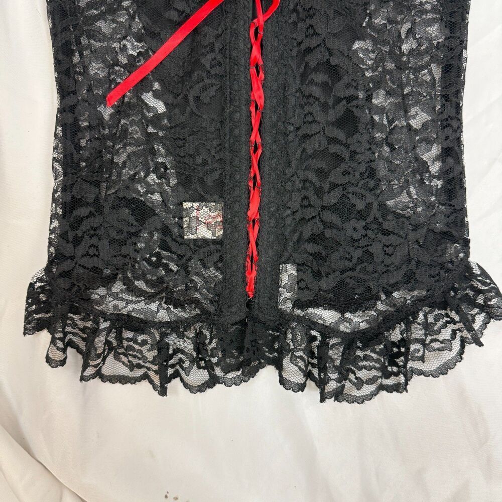 Vintage Jezebel Renee of Hollywood Corset Bra Whimsigoth Black Lace Up Size 32B - Picture 3 of 11